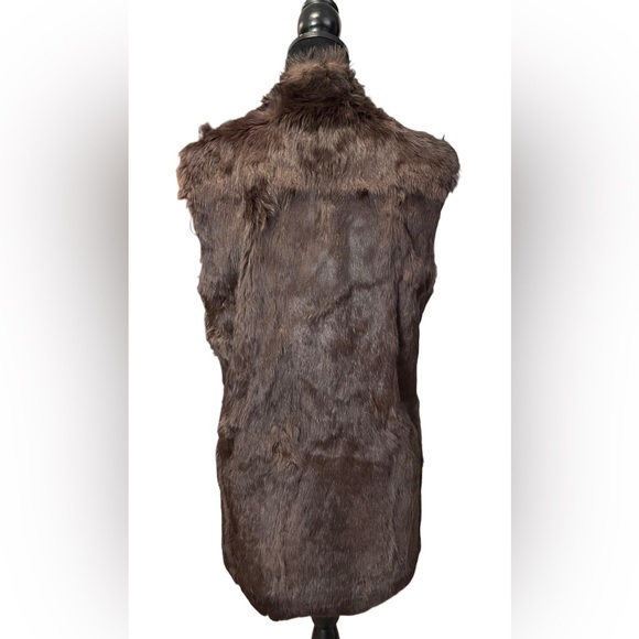 Hilary Radley Brown 100% Rabbit Fur Zip Vest - Size 4 - Picture 8 of 16